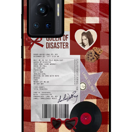 Queen of Disaster Vivo X70 Pro Glass Case Back Cover by Casekaro