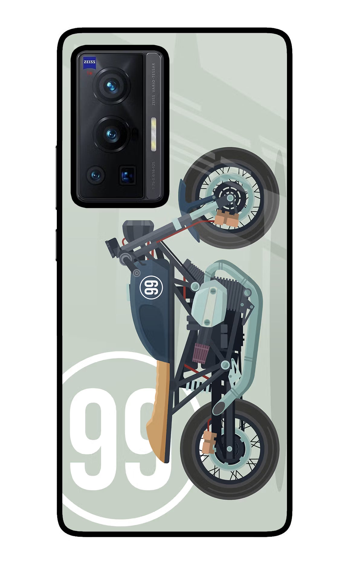 Classic Cafe Racer 99 Vivo X70 Pro Glass Case Back Cover by Casekaro