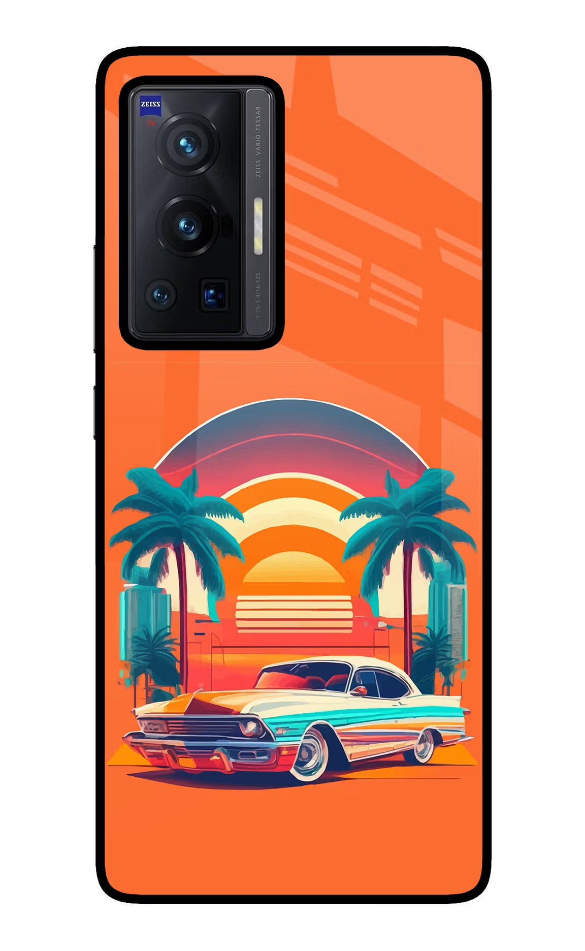 Palm Drive 80s Vivo X70 Pro Glass Case Back Cover by Casekaro