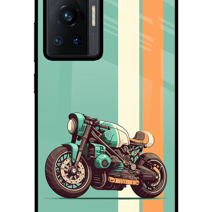 Striped Moto Drift Vivo X70 Pro Glass Case Back Cover by Casekaro