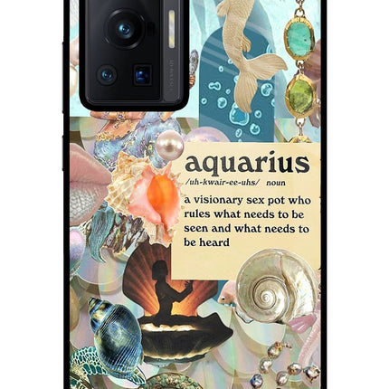 Aquarius Zodiac Vivo X70 Pro Glass Case Back Cover by Casekaro