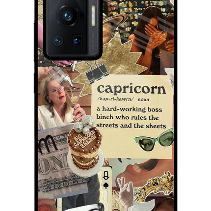 Capricorn Zodiac Vivo X70 Pro Glass Case Back Cover by Casekaro