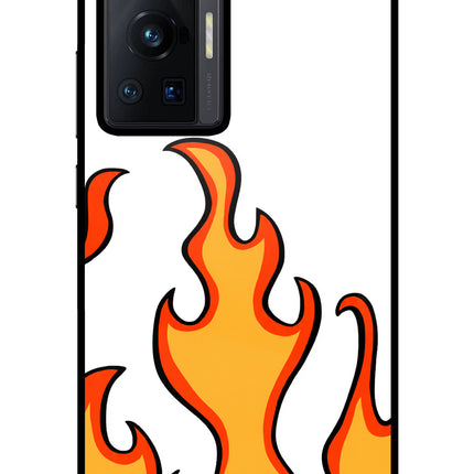 Fired Up – White Vivo X70 Pro Glass Case Back Cover by Casekaro