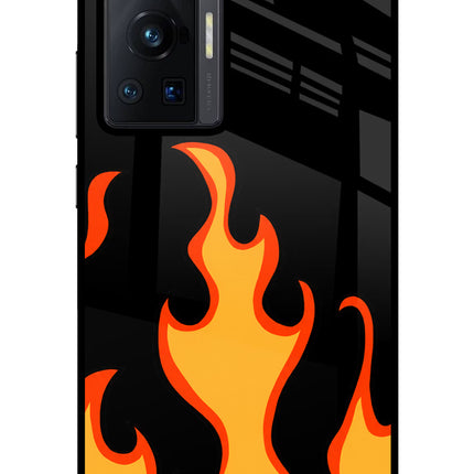 Fired Up – Black Vivo X70 Pro Glass Case Back Cover by Casekaro