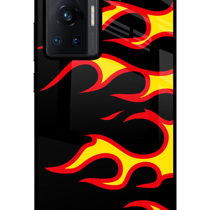 Side Sweep Flames Vivo X70 Pro Glass Case Back Cover by Casekaro