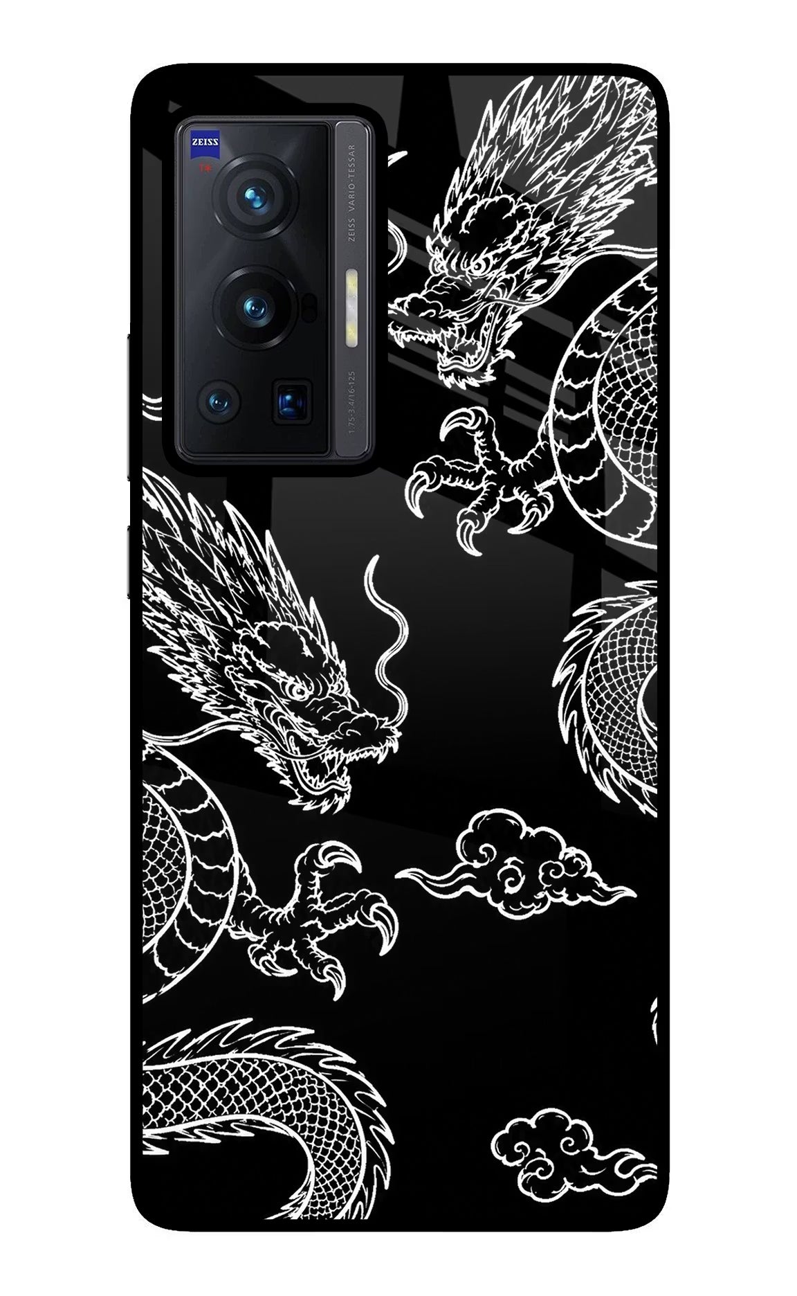 Twin Dragons Vivo X70 Pro Glass Case Back Cover by Casekaro