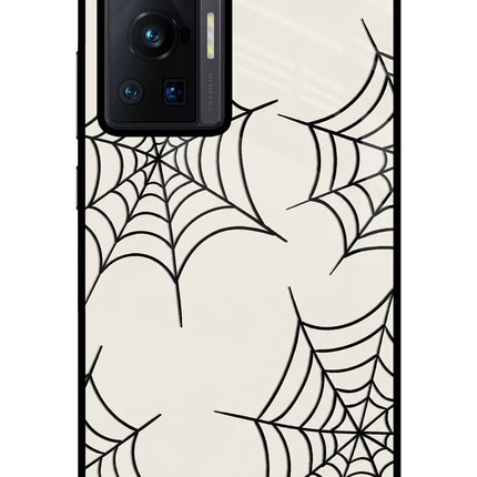 Spider Web Vivo X70 Pro Glass Case Back Cover by Casekaro