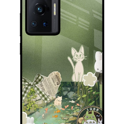 Aesthetic anime Vivo X70 Pro Glass Case Back Cover by Casekaro