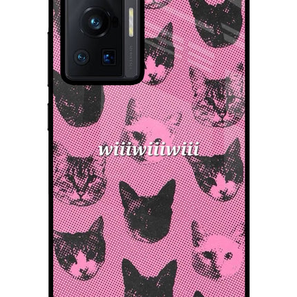 Pink Cats Vivo X70 Pro Glass Case Back Cover by Casekaro