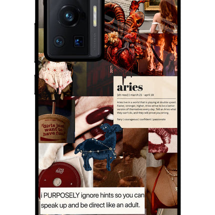 Zodiac Aries Vivo X70 Pro Glass Case Back Cover by Casekaro
