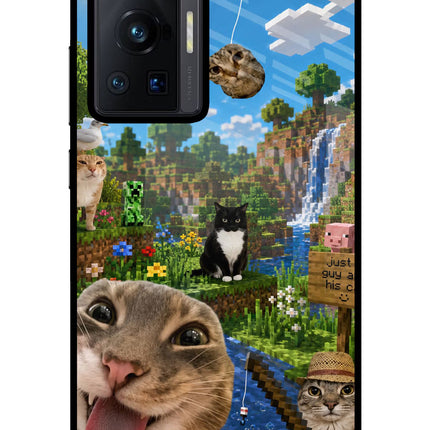 Minecraft Cat Chaos Vivo X70 Pro Glass Case