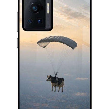 Skydiving Cow Vivo X70 Pro Glass Case