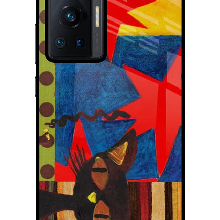 Pop Cat Vivo X70 Pro Glass Case Back Cover by Casekaro