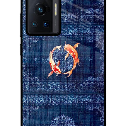 Koi Blue Vivo X70 Pro Glass Case Back Cover by Casekaro