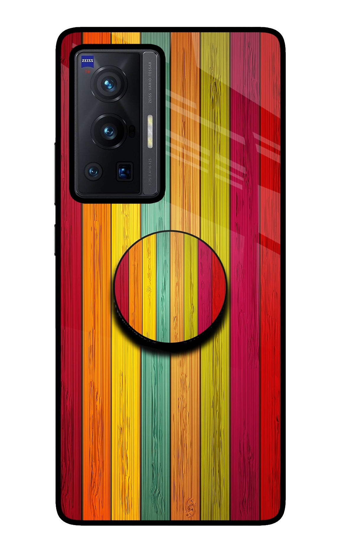 Multicolor Wooden Vivo X70 Pro Glass Case
