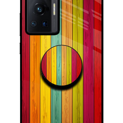 Multicolor Wooden Vivo X70 Pro Pop Case by Casekaro