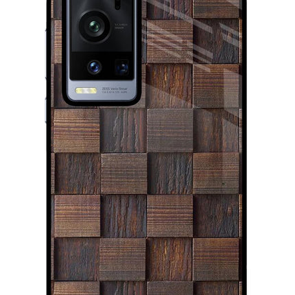 Wooden Cube Design Vivo X60 Pro+ Glass Case Back Cover by Casekaro