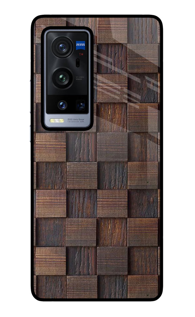 Wooden Cube Design Vivo X60 Pro+ Glass Case Back Cover by Casekaro