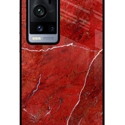 Red Marble Design Vivo X60 Pro+ Glass Case Back Cover by Casekaro
