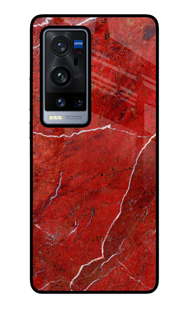 Red Marble Design Vivo X60 Pro+ Glass Case Back Cover by Casekaro