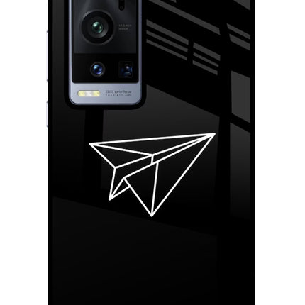 Paper Plane White Vivo X60 Pro+ Glass Case Back Cover by Casekaro
