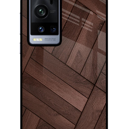 Wooden Texture Design Vivo X60 Pro+ Glass Case Back Cover by Casekaro
