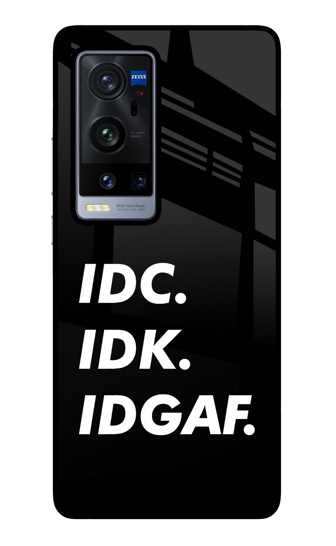 Idc Idk Idgaf Vivo X60 Pro+ Glass Case Back Cover by Casekaro
