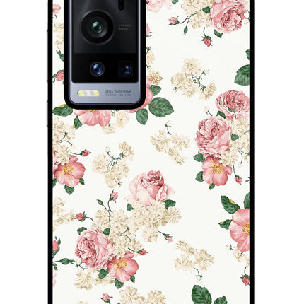 Flowers Vivo X60 Pro+ Glass Case Back Cover by Casekaro