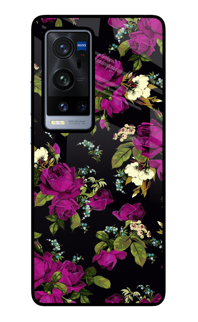 Flowers Vivo X60 Pro+ Glass Case Back Cover by Casekaro