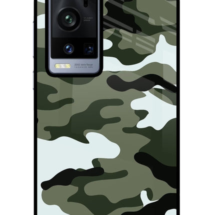 Camouflage Vivo X60 Pro+ Glass Case Back Cover by Casekaro