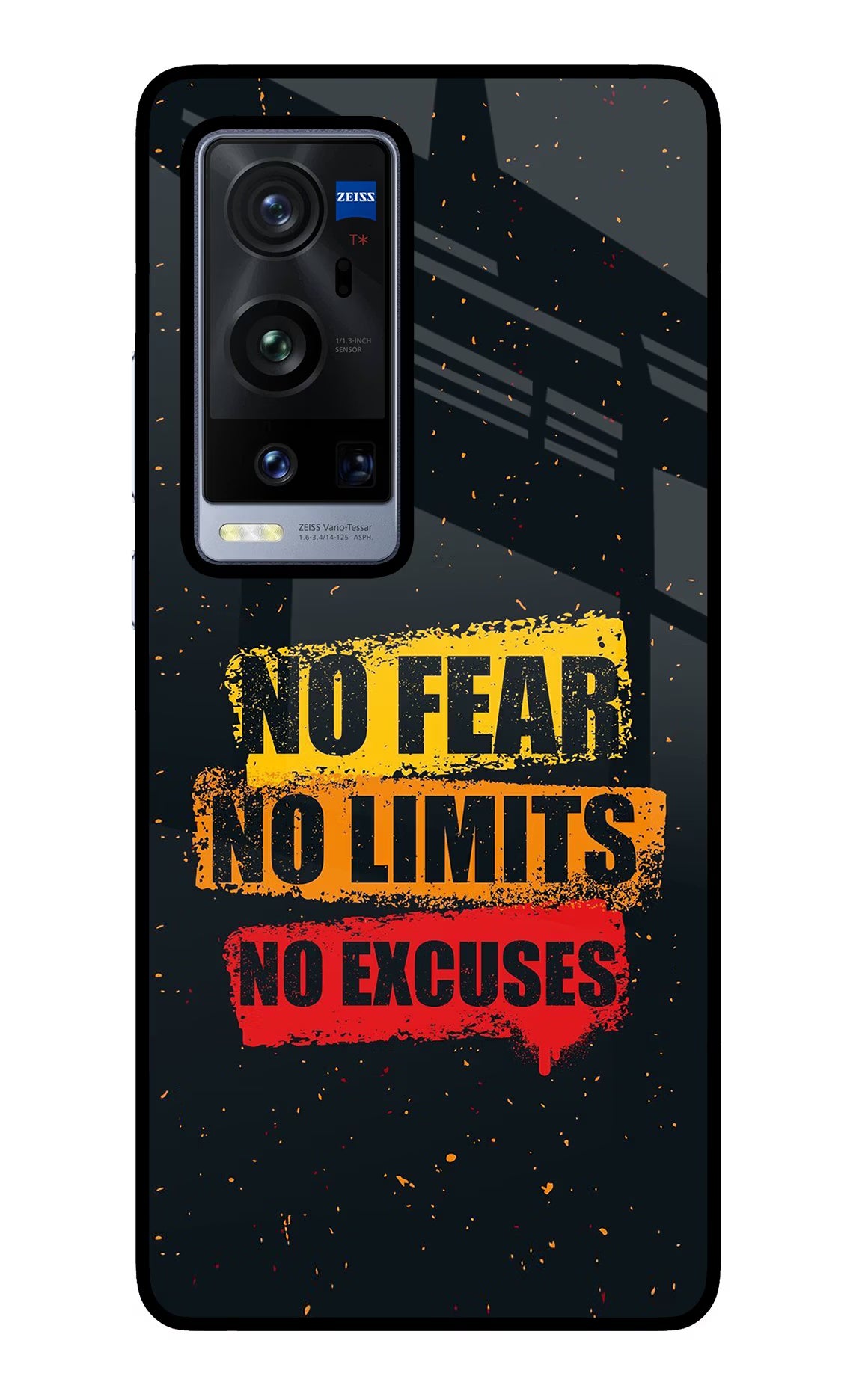 No Fear No Limits No Excuse Vivo X60 Pro+ Glass Case Back Cover by Casekaro