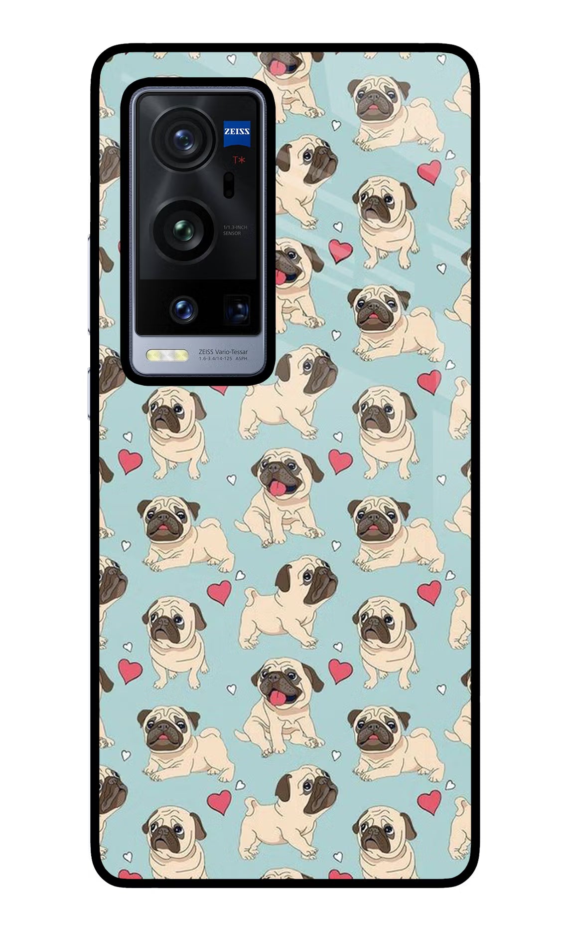 Pug Dog Vivo X60 Pro+ Glass Case Back Cover by Casekaro