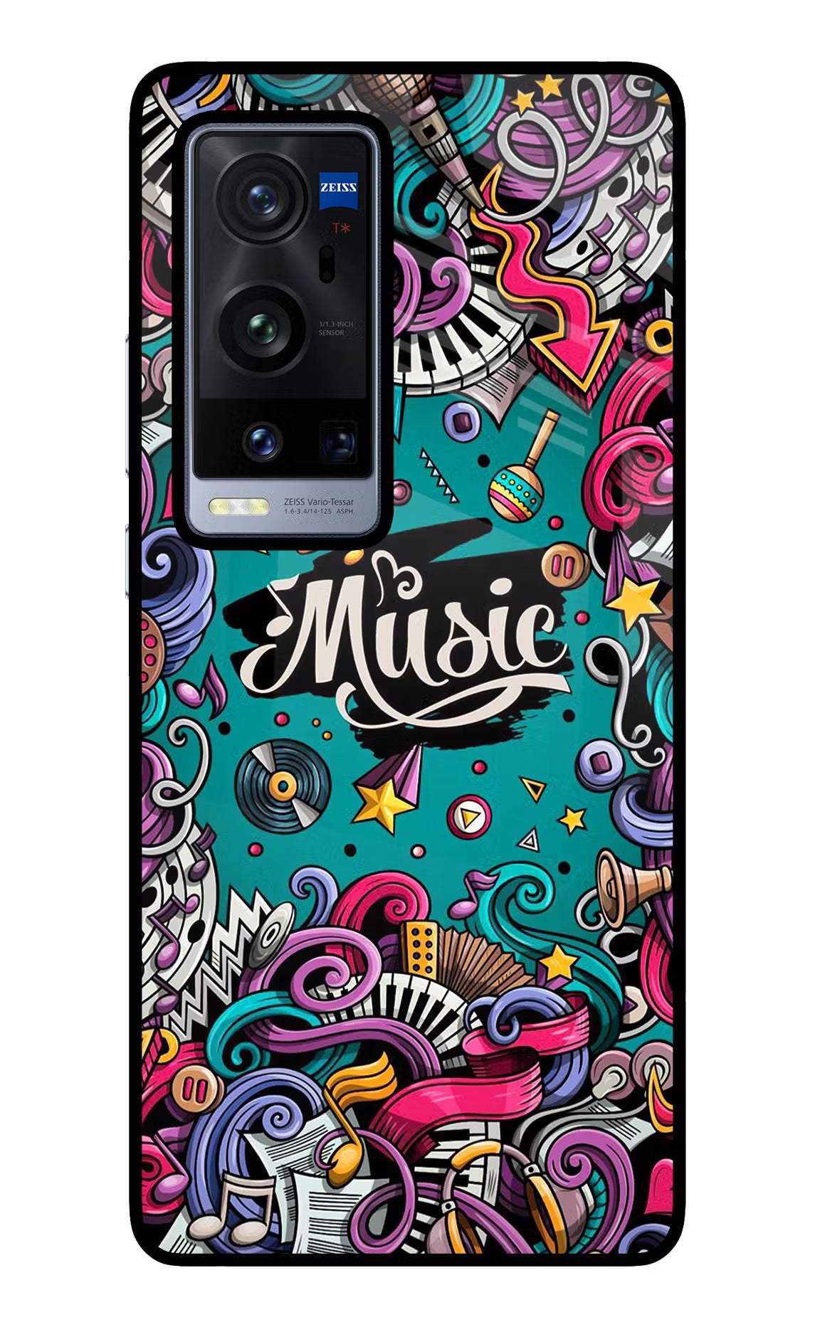 Music Graffiti Vivo X60 Pro+ Glass Case Back Cover by Casekaro