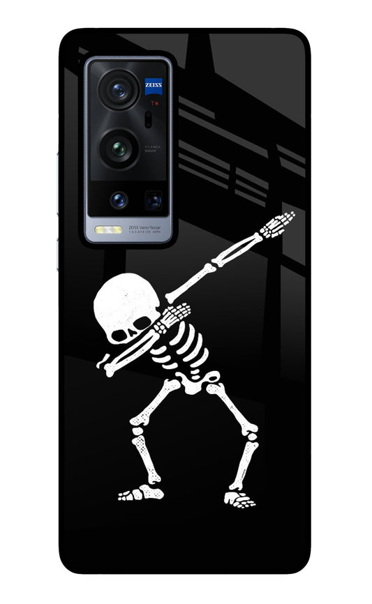 Dabbing Skeleton Art Vivo X60 Pro+ Glass Case