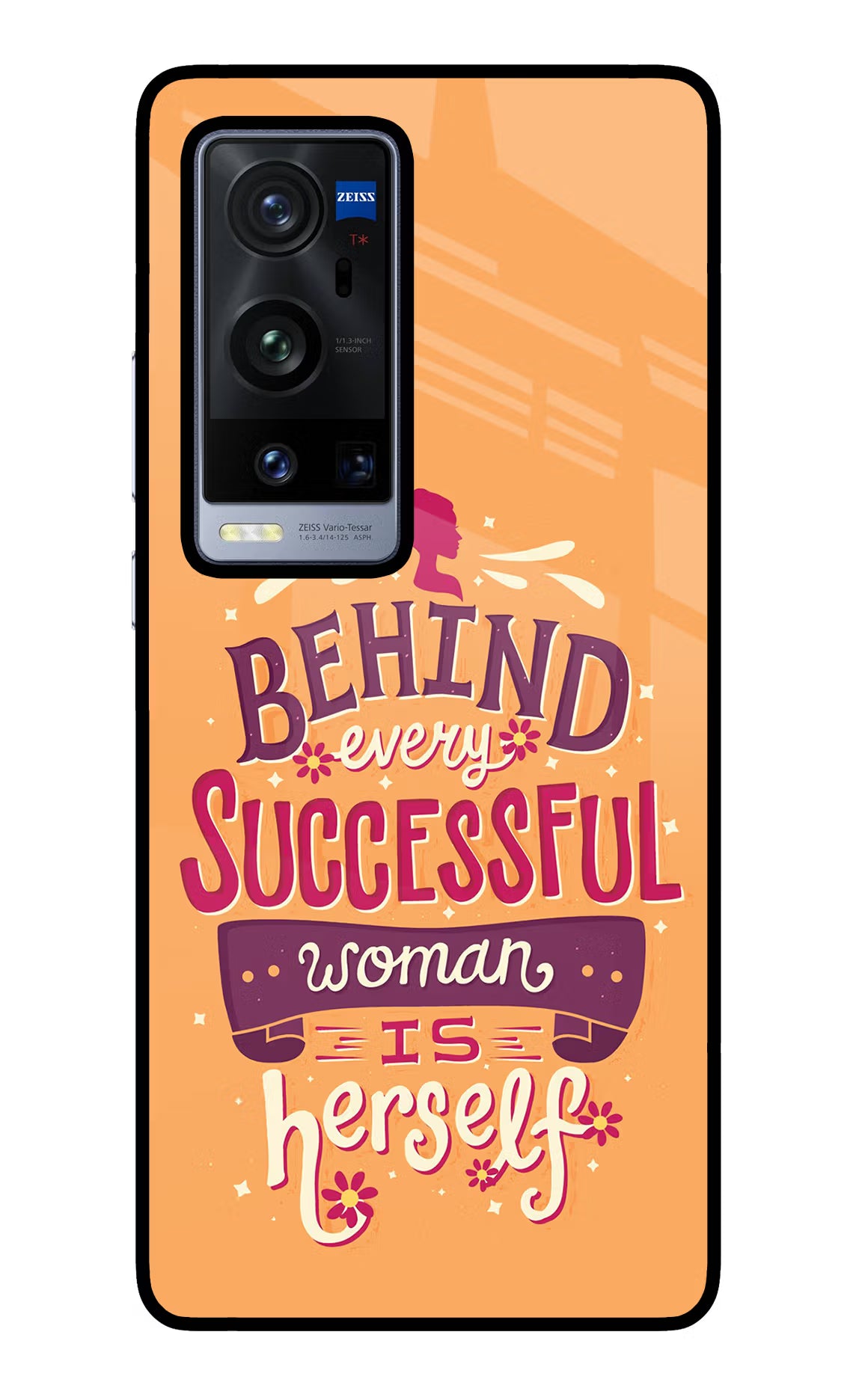 Behind Every Successful Woman There Is Herself Vivo X60 Pro+ Glass Case Back Cover by Casekaro