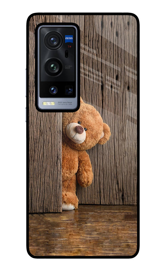 Teddy Wooden Vivo X60 Pro+ Glass Case Back Cover by Casekaro