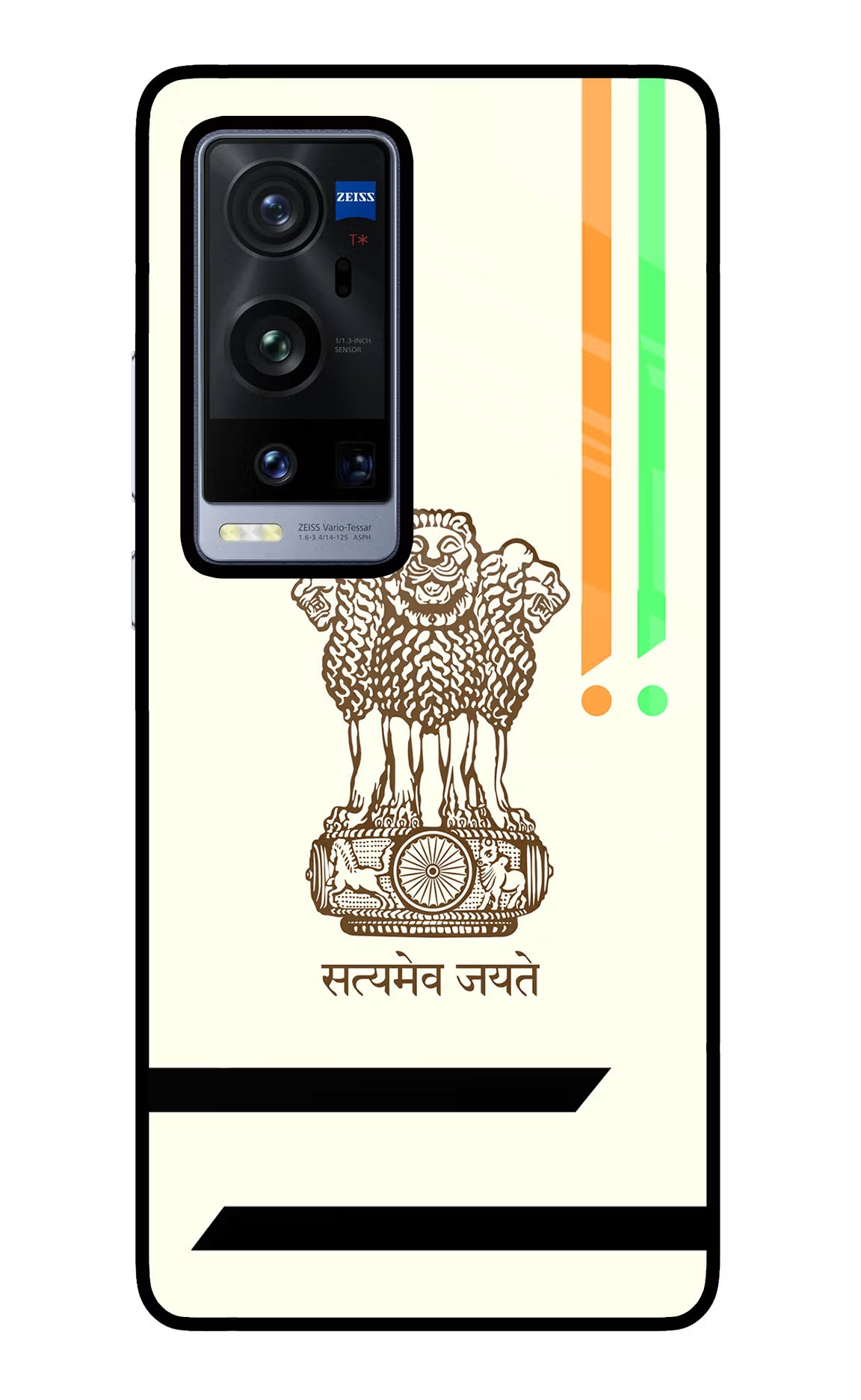 Satyamev Jayate Brown Logo Vivo X60 Pro+ Glass Case Back Cover by Casekaro
