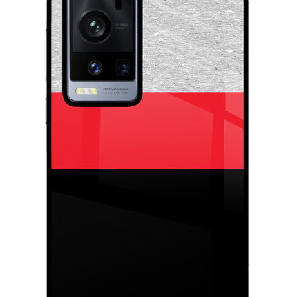 Tri Color Pattern Vivo X60 Pro+ Glass Case Back Cover by Casekaro