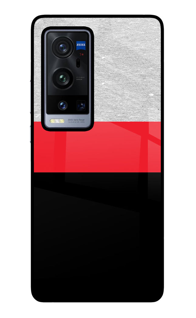 Tri Color Pattern Vivo X60 Pro+ Glass Case Back Cover by Casekaro