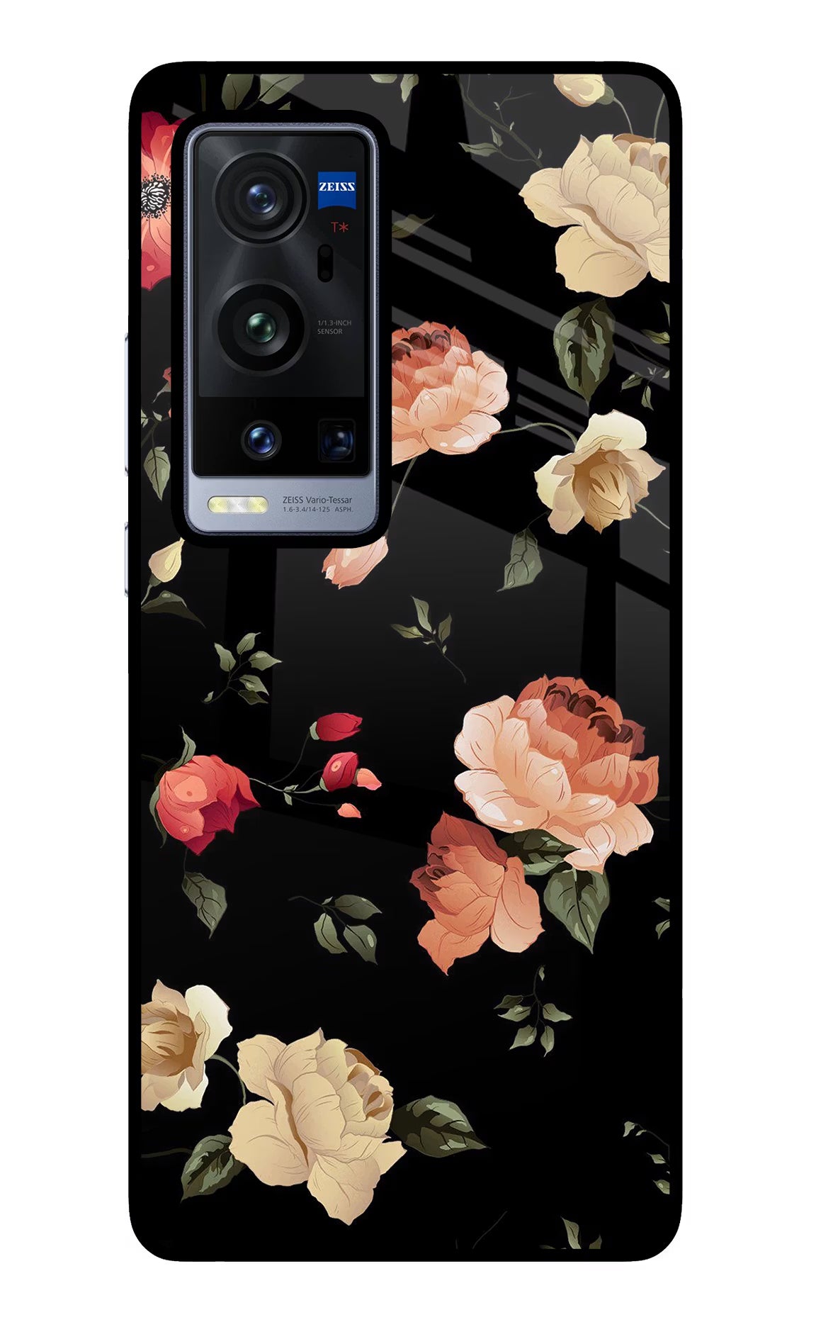 Flowers Vivo X60 Pro+ Glass Case Back Cover by Casekaro