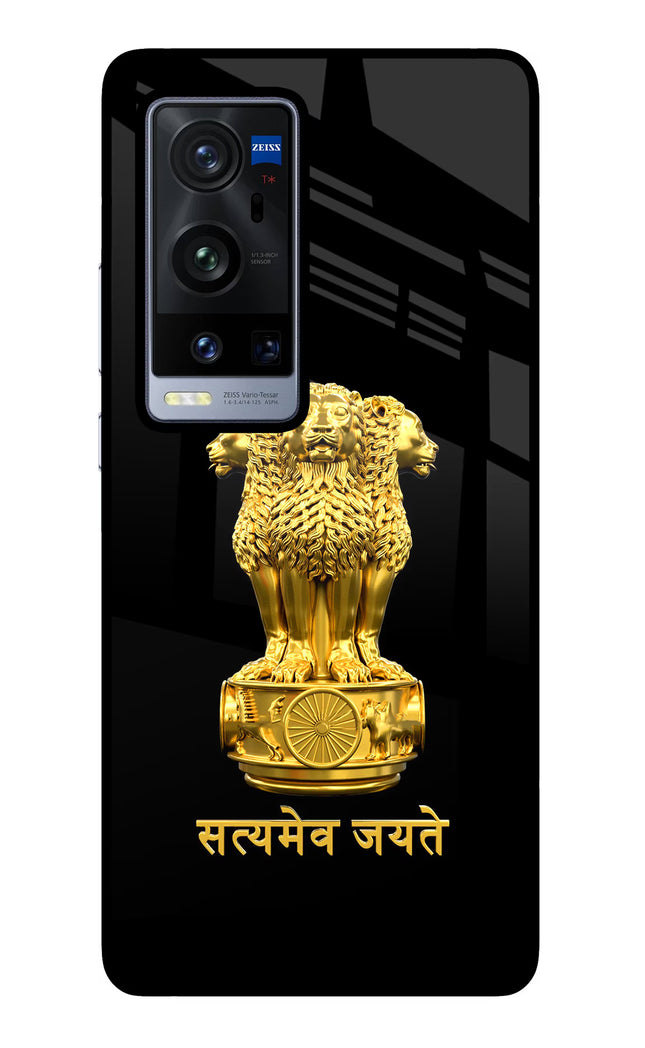 Satyamev Jayate Golden Vivo X60 Pro+ Glass Case Back Cover by Casekaro