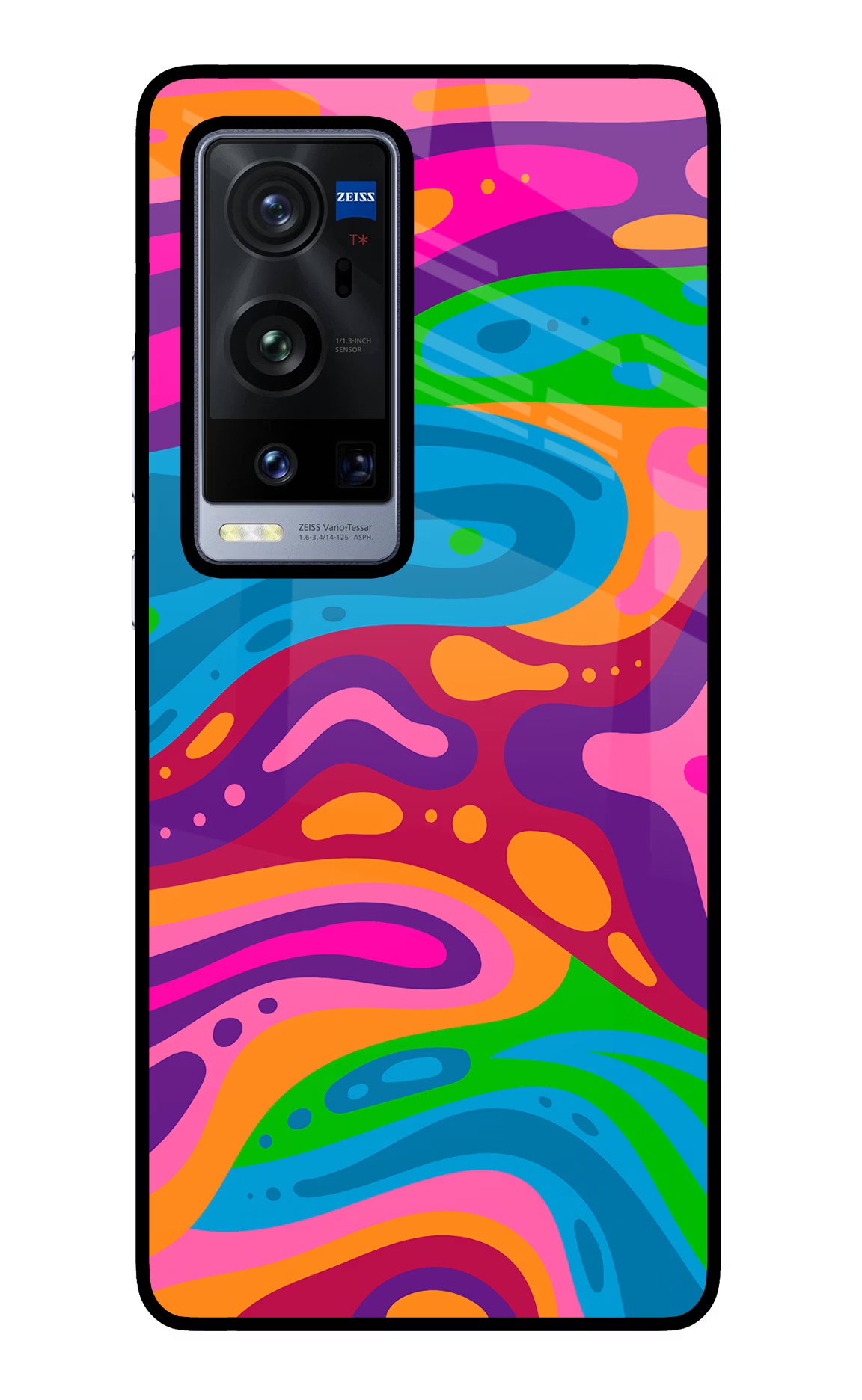 Trippy Pattern Vivo X60 Pro+ Glass Case Back Cover by Casekaro
