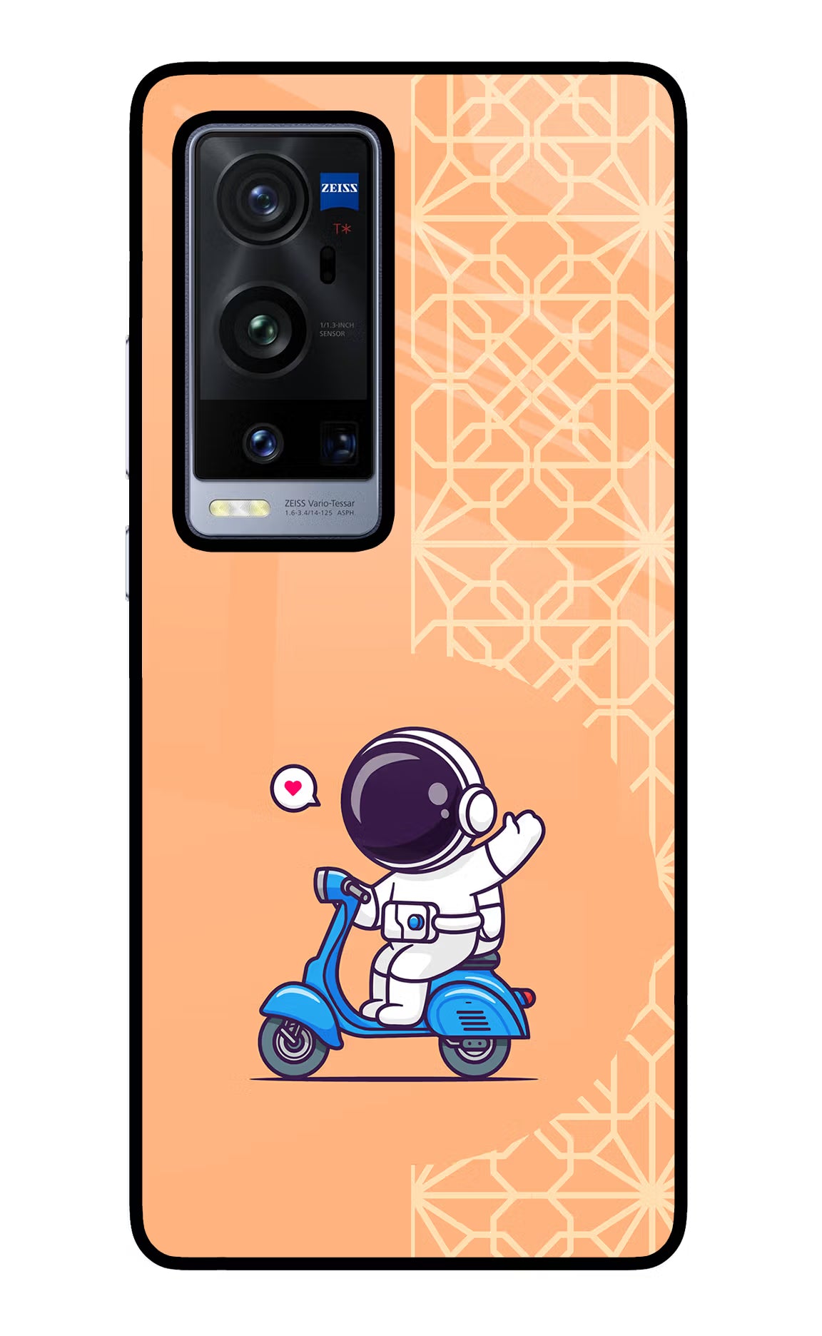 Cute Astronaut Riding Vivo X60 Pro+ Glass Case Back Cover by Casekaro