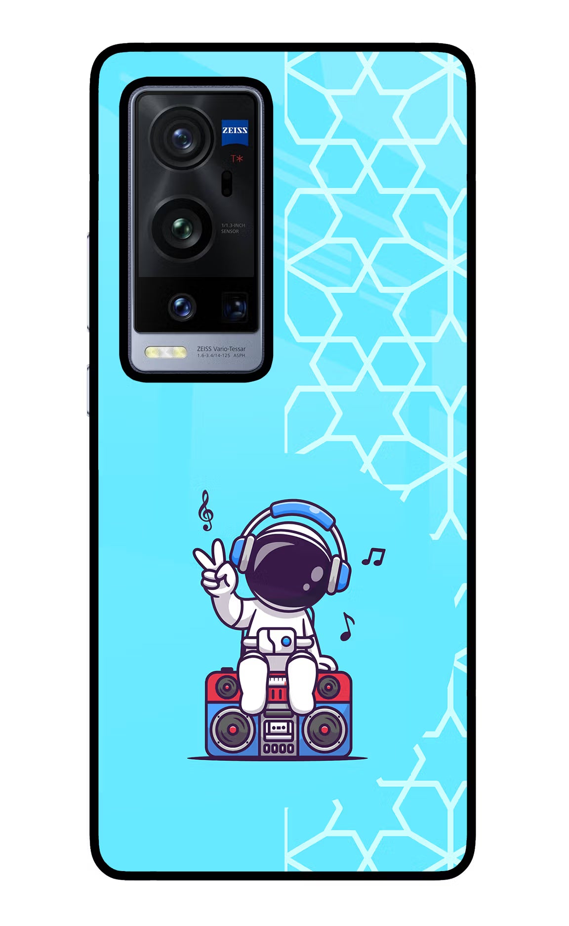 Cute Astronaut Chilling Vivo X60 Pro+ Glass Case Back Cover by Casekaro