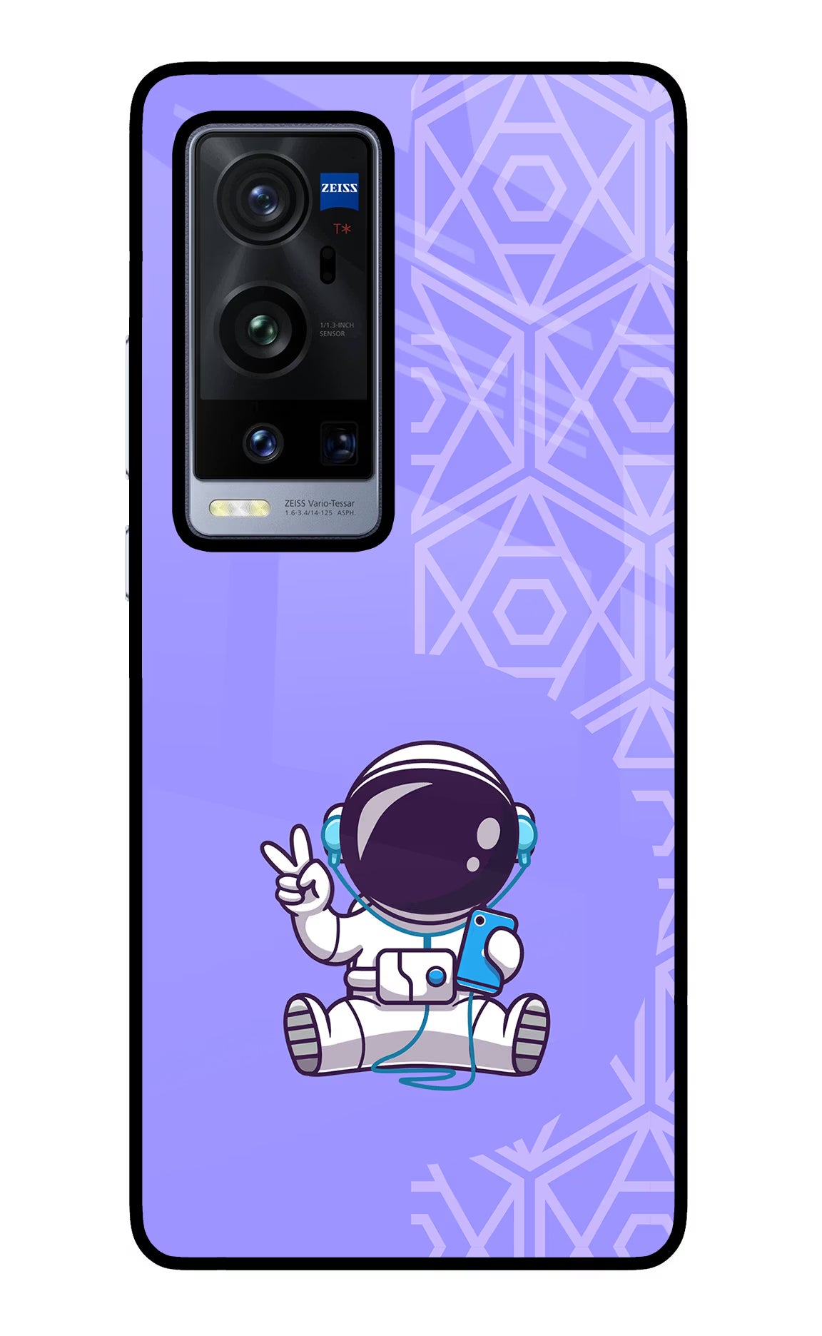 Cute Astronaut Chilling Vivo X60 Pro+ Glass Case Back Cover by Casekaro