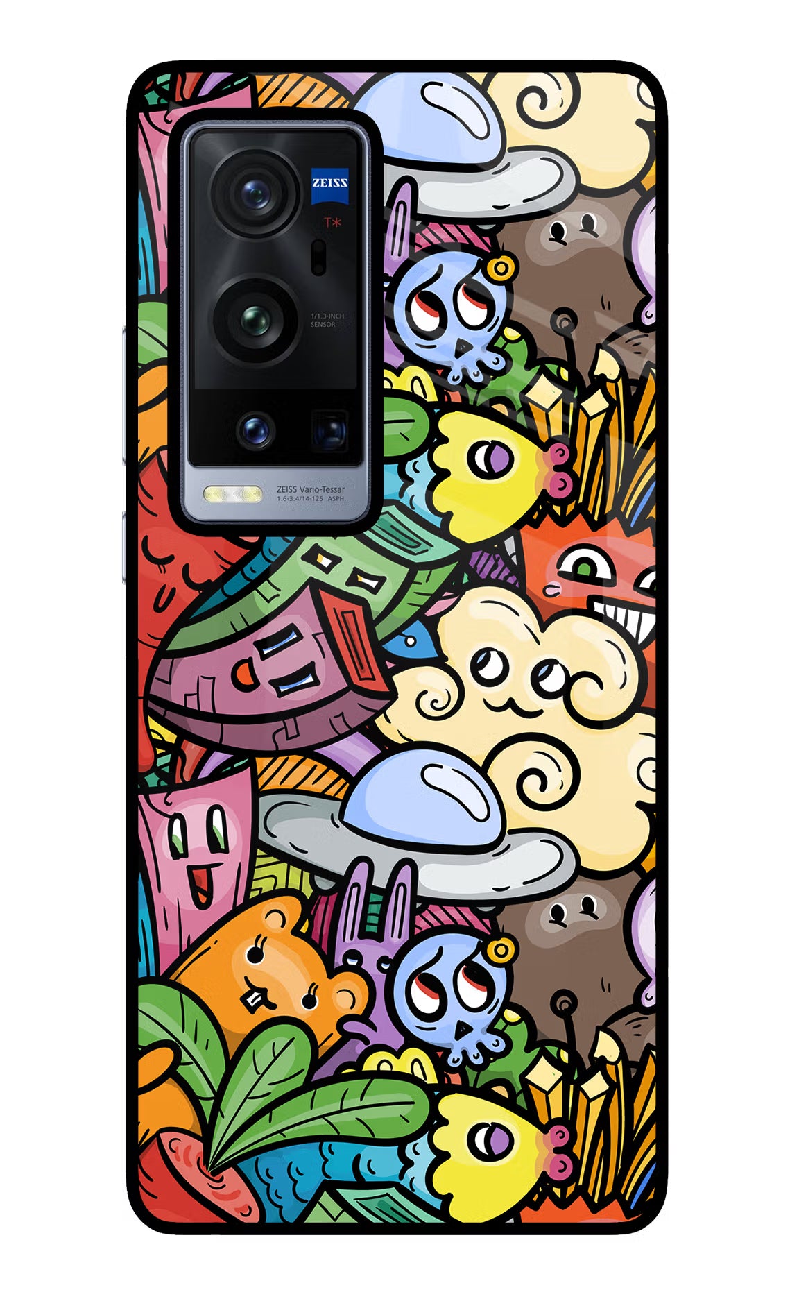 Veggie Doodle Vivo X60 Pro+ Glass Case Back Cover by Casekaro