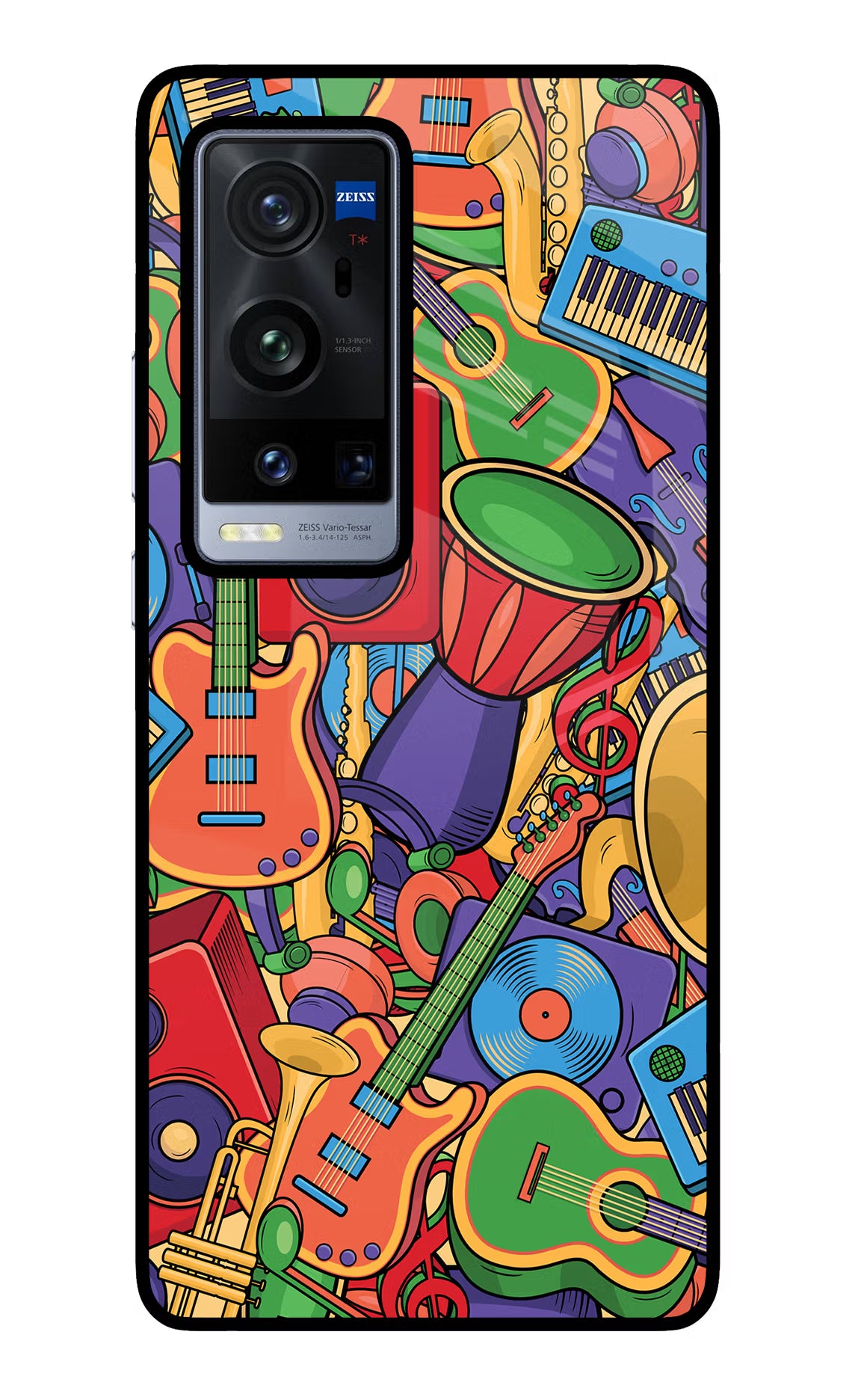 Music Instrument Doodle Vivo X60 Pro+ Glass Case Back Cover by Casekaro