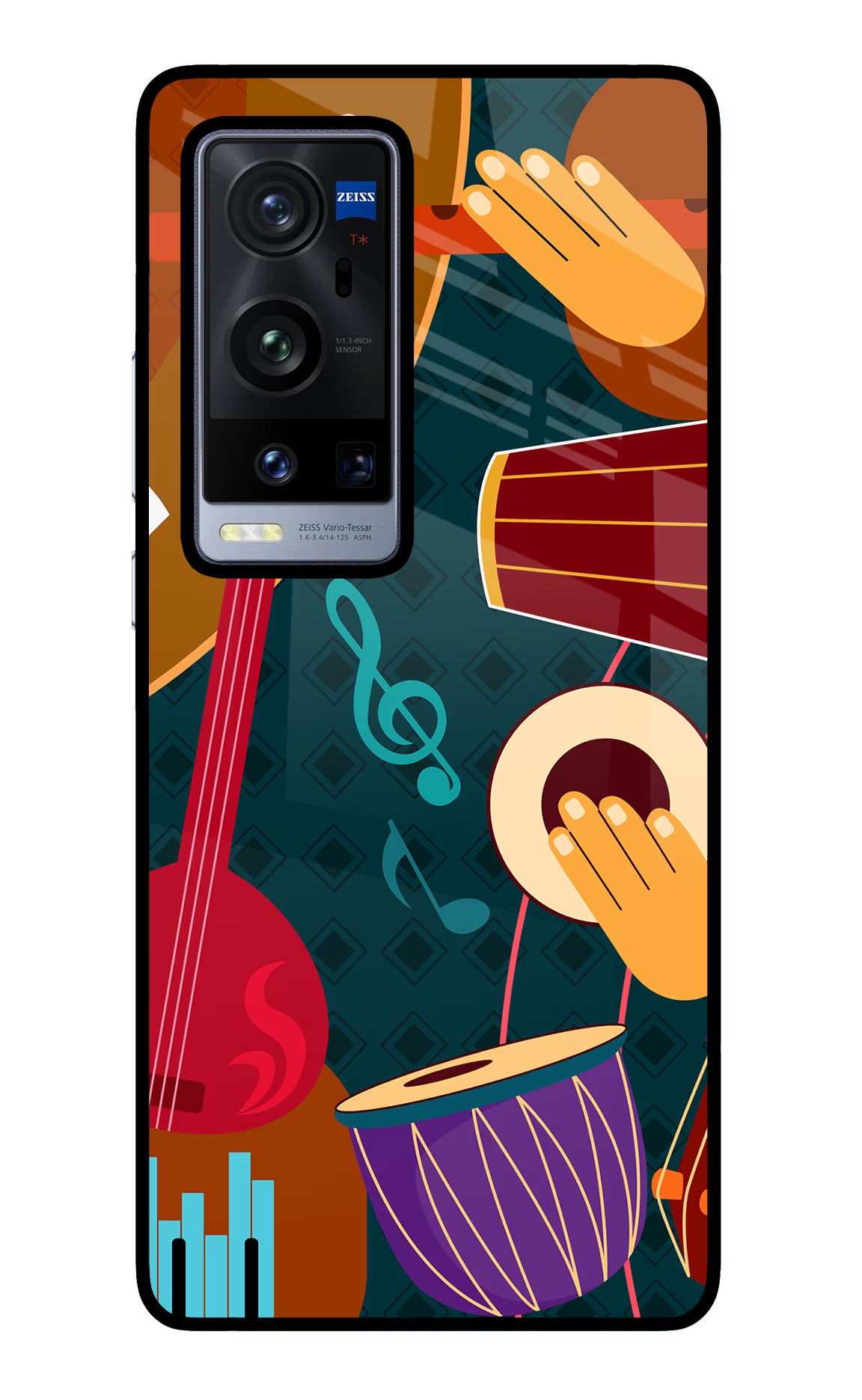 Music Instrument Vivo X60 Pro+ Glass Case Back Cover by Casekaro