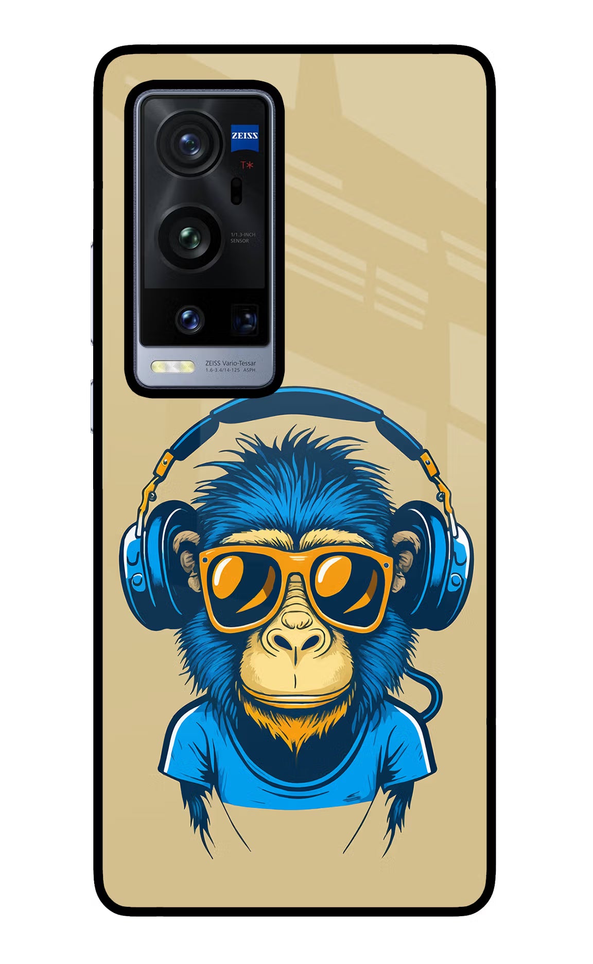 Monkey Headphone Vivo X60 Pro+ Glass Case Back Cover by Casekaro