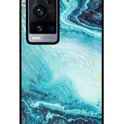 Blue Glitter Marble Vivo X60 Pro+ Glass Case
